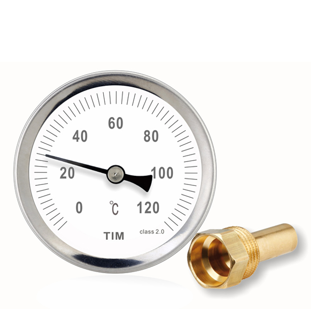 Термометр бимет. аксиальный TIM D63 L50 G1/2" (0-120С.) Y-63A-50-120