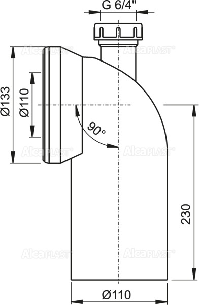 Колено для унитаза 90° с присоединением Ø40 Alcaplast A90-90P40 A90-90P40